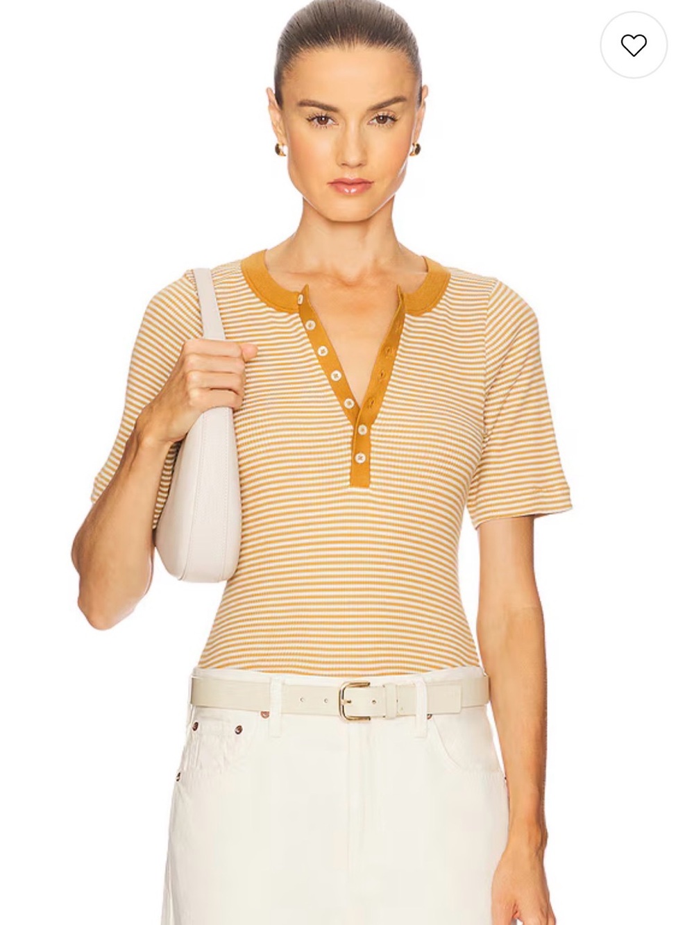 NWOT THE GREAT. baseline henley top in bronze stripe size 1 small